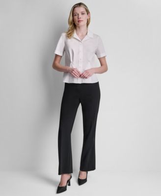 Petite Short-Sleeve Collared Blouse