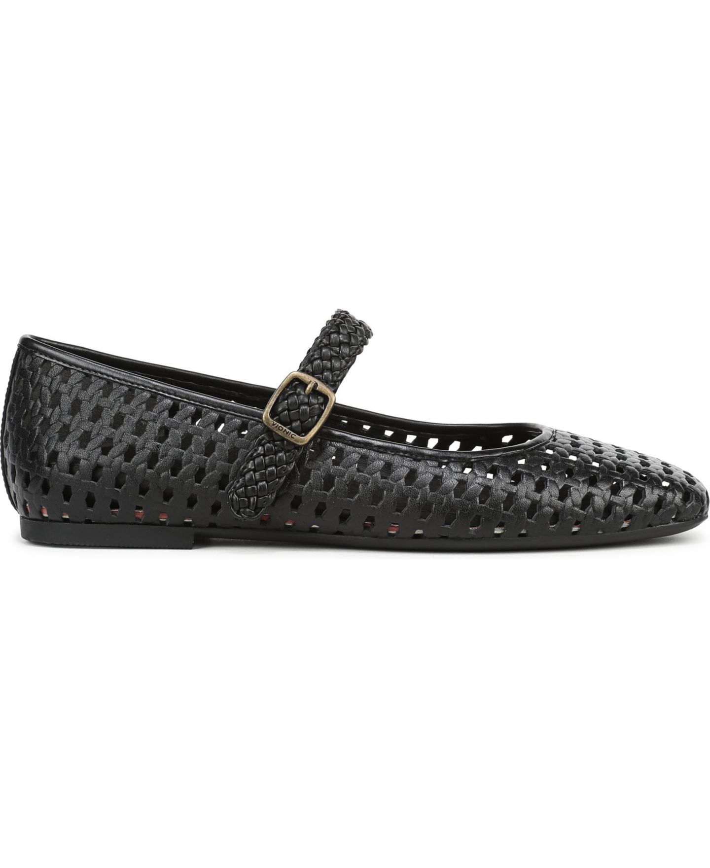 Женские балетки Vionic Alameda Woven Mary Jane Flats, цвет: Чёрный кожаный — фото 2