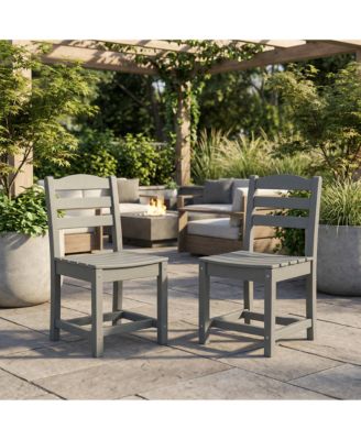Set of 2 Outdoor Dining Chair without Armrests, For All Weather Conditions