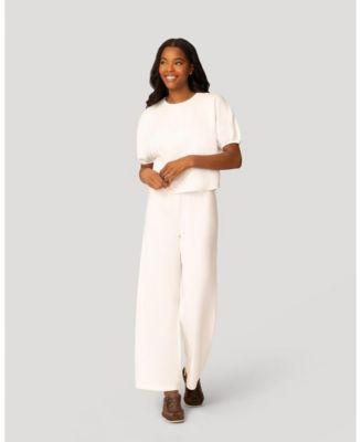 Cable and Gauge Women's Balloon Sleeve Top and Wide Leg Pant Set