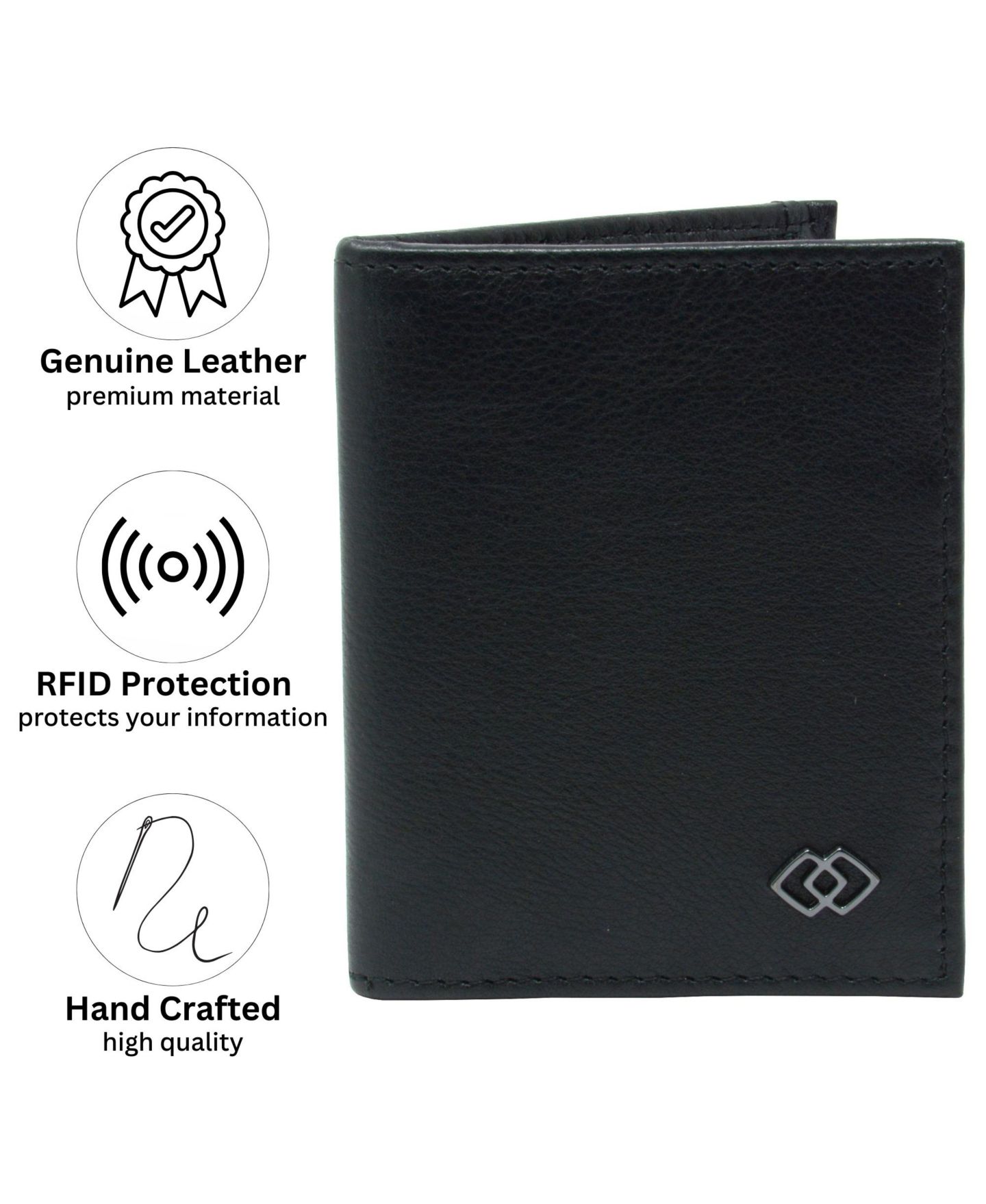 Мужской кошелёк Alpine Swiss Men RFID Leather Wallet Slim Front Pocket Wallet Business Card Case, цвет: Чёрный, вариант 1 — фото 4
