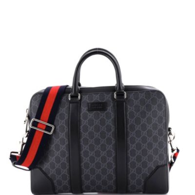 Medium Convertible Zip Around Briefcase GG Coated Canvas