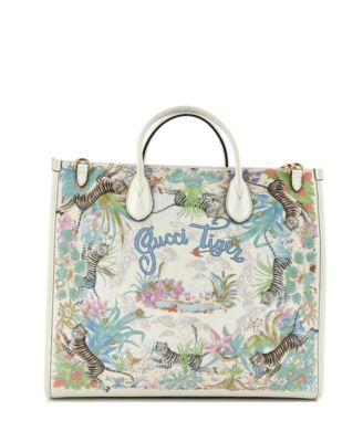 Medium Gucci Tiger Convertible Open Tote Printed Leather