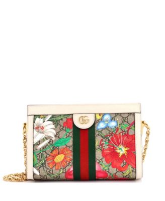 Small Ophidia Chain Shoulder Bag Flora GG Coated Canvas