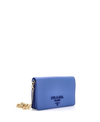 Mini Monochrome Wallet on Chain Saffiano Leather