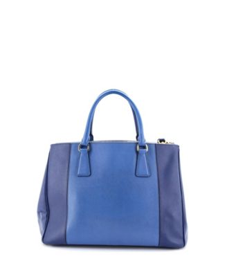 Medium Bicolor Double Zip Lux Tote Saffiano Leather