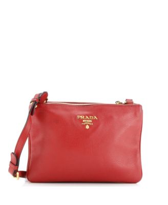 Small Double Zip Crossbody Bag Vitello Daino