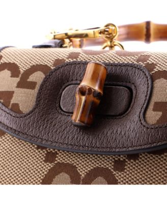 d*4様 GUCCI バングル　パテントレザー　特価〜1/31布ケース、ボックス Pre-Owned Gucci Small Bamboo 1947 Top Handle Bag Jumbo GG Canvas