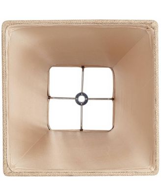 Burlap Small Square Lamp Shade 5.25" Top x 10" Bottom x 9.5" Slant x 9" High (Spider) Replacement with Harp and Finial