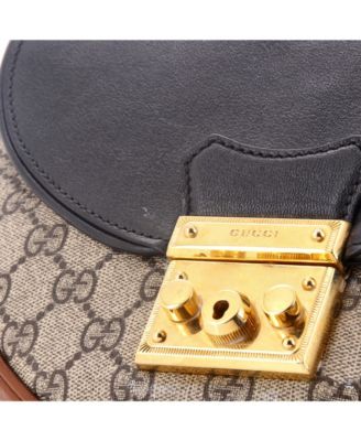 Small Padlock Saddle Shoulder Bag GG Coated Canvas and Leather