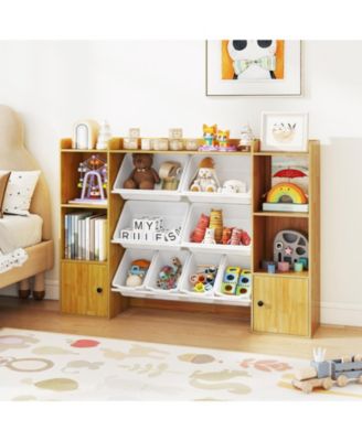 Kids Toy Storage and Bookshelf with Boxes and Open Shelves