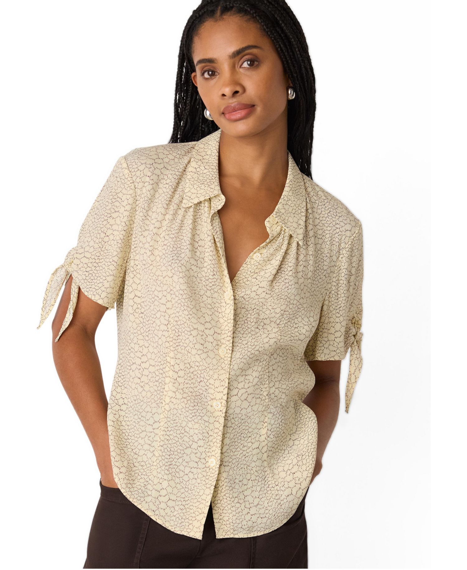 Women's Dashed Marks Tie Sleeve Shirt