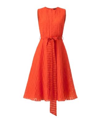 Women's Midi A-Line Dress with Waist Tie