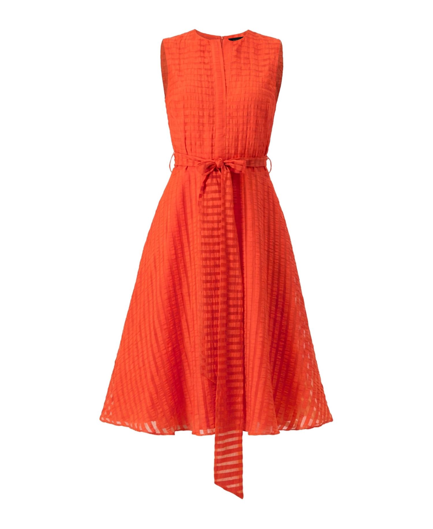 Women's Midi A-Line Dress with Waist Tie