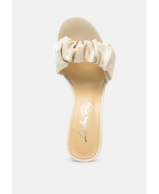 Womens Noie Ruched Strap Block Heel Sandals