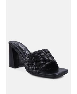 Womens Pout Pro Braided Raffia Block Sandals