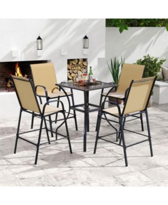 Outdoor Fabric Bar Stools Set of Two with Armrests