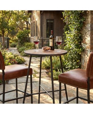 41 in Outdoor Bar Height Round Patio Table with Wood Top