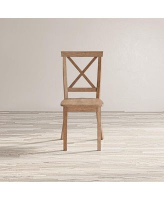 Eastern Tides Coastal Wire-Brushed Wood Three Piece Cross-Back Dining Set