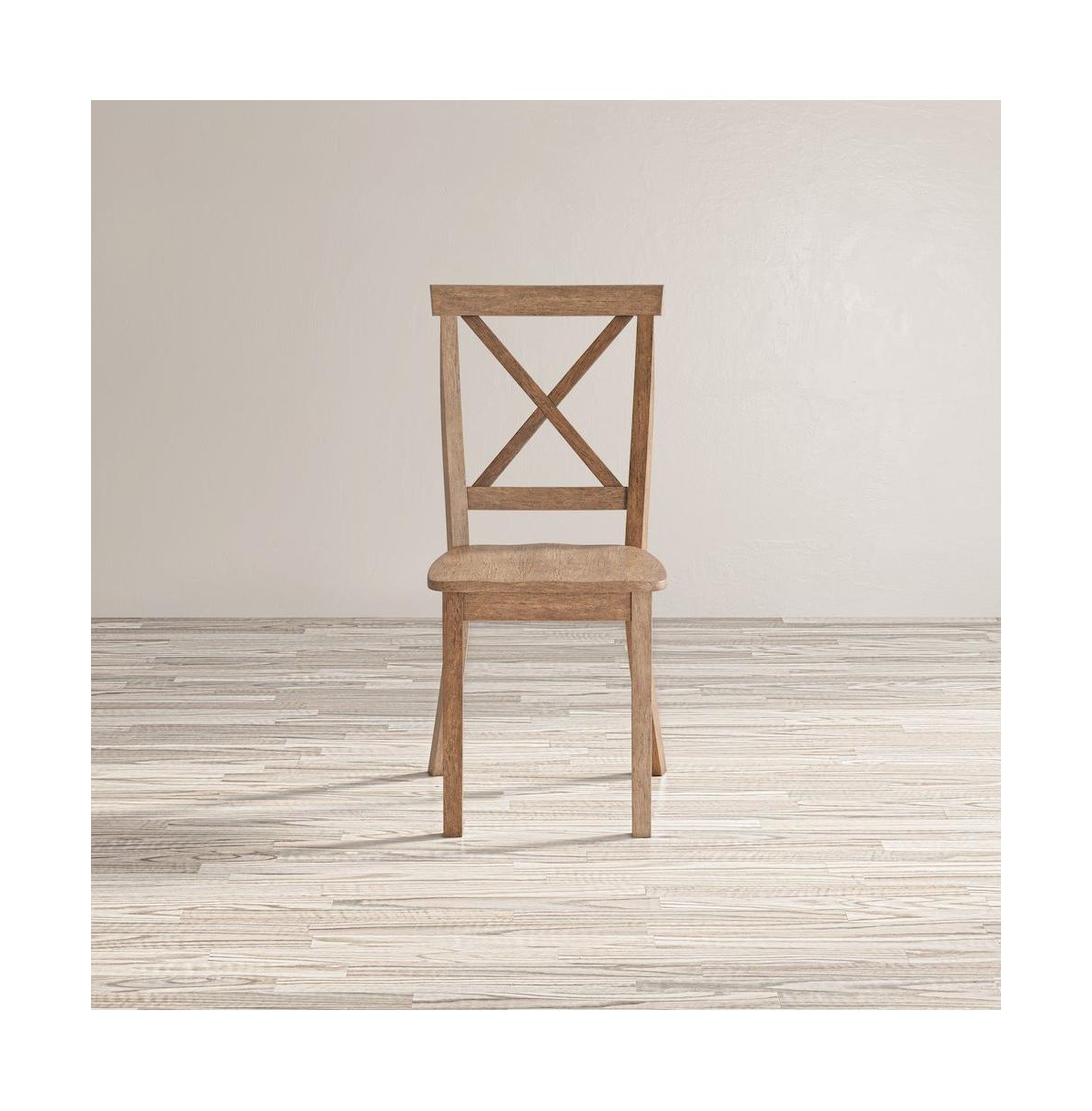 Jofran Eastern Tides Coastal Wire-Brushed Wood Three Piece Cross-Back Dining Set