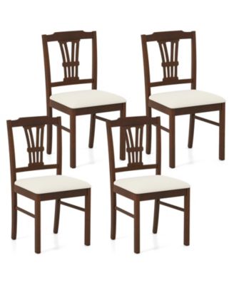 Wooden Dining Chairs Set of 4 w/Rubber Wood Frame Hollowed Backrest for Kitchen