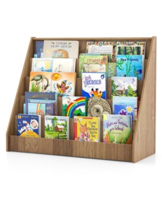 5 Tier Kids Bookshelf with Deep Compartments and Stable Design