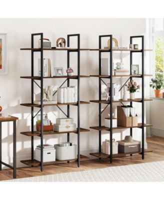 Vintage Industrial Five Tier Bookcase with Open Shelving