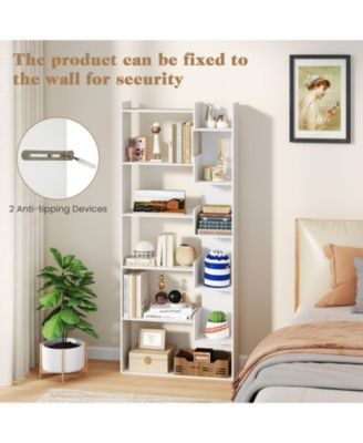 Six Tier Wooden Bookshelf with Anti Tipping Open Shelves