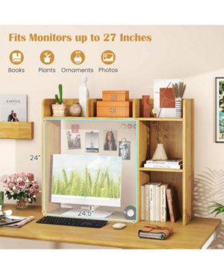 Three Tier Desk Bookshelf with Open Shelves for Workspace