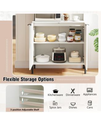 Tall Kitchen Pantry Cabinet with Charging Station and Rack