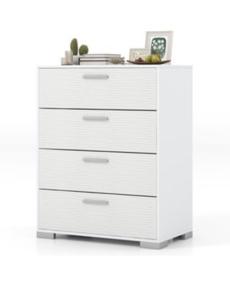 Four Drawer Storage Cabinet with Metal Legs and Safety Design