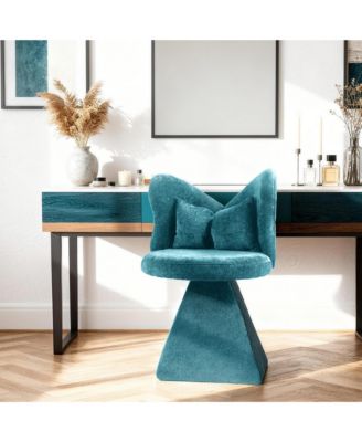 Accent Chair with Butterfly Back, 360° Swivel Vanity Chair, Chenille Cushions Makeup Chair with Sturdy Pyramid Base for Living Room