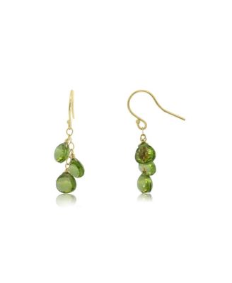 Peridot Bead Dangle Earrings 14K Gold