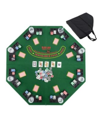 48 Inch 8-Player Foldable Poker Table Top with Carrying Bag and Cup Holders