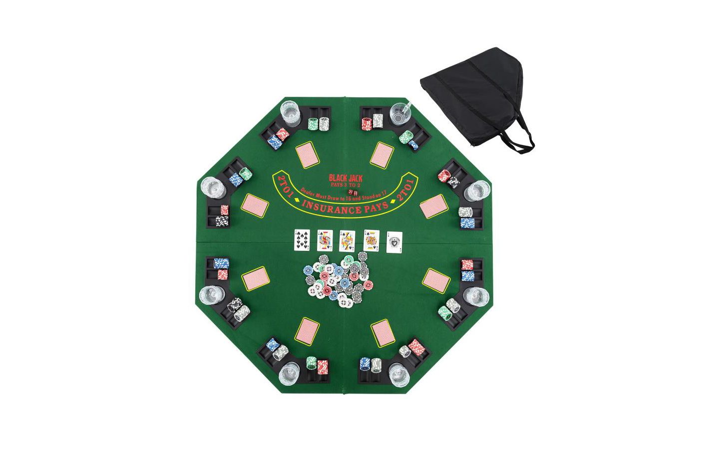 Детские игрушки HONGGE 48 Inch 8-Player Foldable Poker Table Top with Carrying Bag and Cup Holders, цвет: Зелёный — фото 1