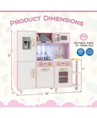 Wooden Kitchen Playset with Ice Maker and Sounds for Ages 3+