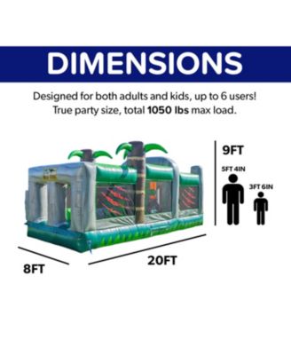 T-Rex Adventure 20  Inflatable Obstacle Course – Dinosaur Theme, Commercial Grade PVC Vinyl, Fun Backyard Challenge for kids