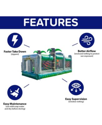 T-Rex Adventure 20  Inflatable Obstacle Course – Dinosaur Theme, Commercial Grade PVC Vinyl, Fun Backyard Challenge for kids