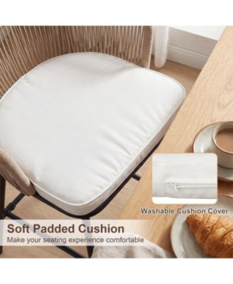 Outdoor Bar Stools Set of 4 w/Cushions and Backrests for Balcony Garden Poolside