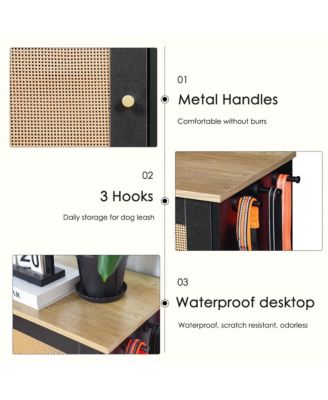  Black Pet Feeding Station with Storage Cabinet and 2 Elevated Dog Bowls, Anti-Tip Design