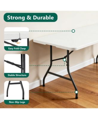 6FT Folding Plastic Utility Table with Carry Handle for Indoor & Outdoor Use