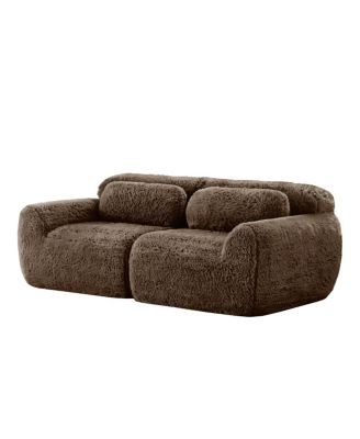  2-Seater Modular Sectional Sofa, Plush Fabric, High-Density Sponge, No Assembly