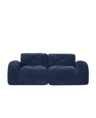Streamdale Blue 2-Seater Tufted Velvet Sofa with Anti-Slip Design