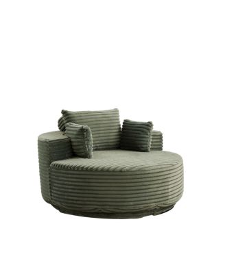 Streamdale 55"L Corduroy Foam Single Swivel Chair, Fluffy Modern Sleeper, 360 Degree Swivel