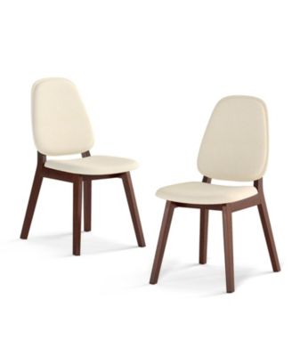 Mid Century Modern Upholstered Wooden Dining Chairs Set