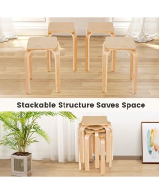 Stackable Stools Set of Four with Square Tops