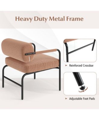 Velvet Upholstered Accent Chair with Metal Armrests