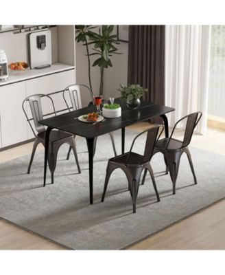 Metal Dining Chairs Set of Four with Removable Backrest