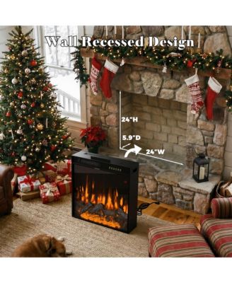 23.6 Inch Embedded Electric Fireplace crystal | 12 color flame | 5 brightness levels | high and low heat+constant temperature