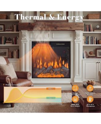 23.6 Inch Embedded Electric Fireplace crystal | 12 color flame | 5 brightness levels | high and low heat+constant temperature